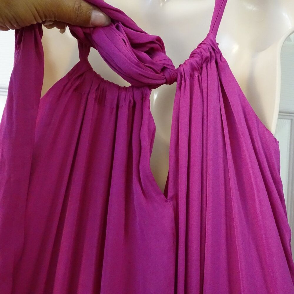 Banana Republic Purple Sleeveless Halter Maxi Dress Women Size S TALL Flowy FLAW - Picture 7 of 13